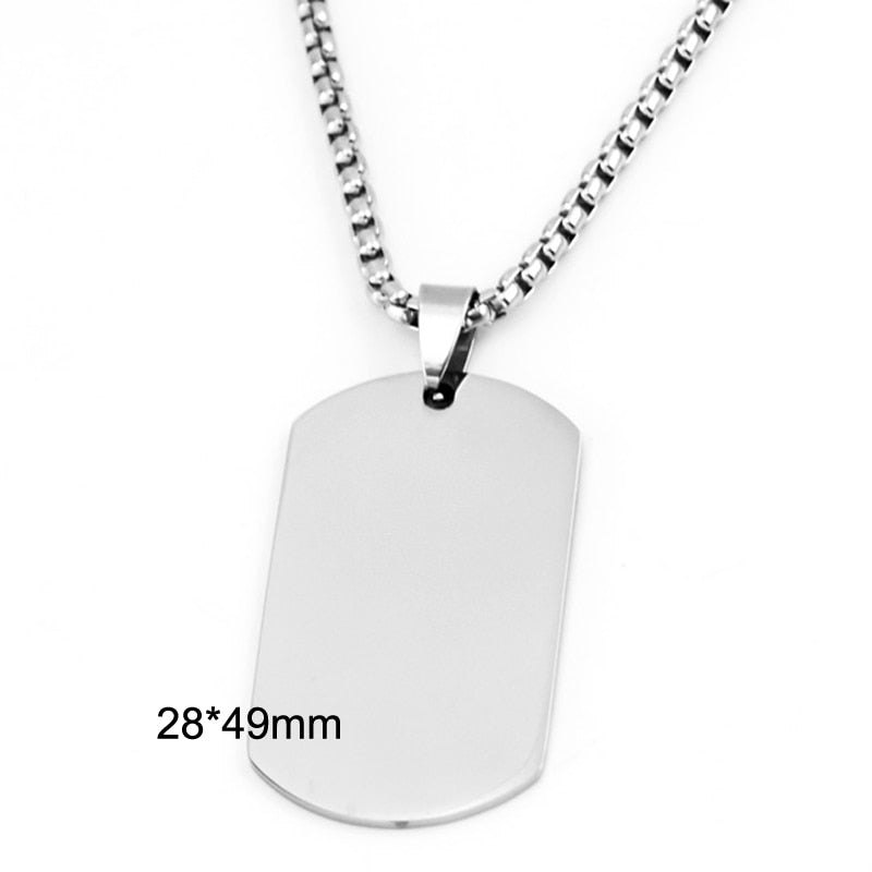 Edelstahl Military Platte Kragen Dogtag ID Anhänger Halskette Für Männer Blank Armee Halskette Soldat Spiegel Poliert