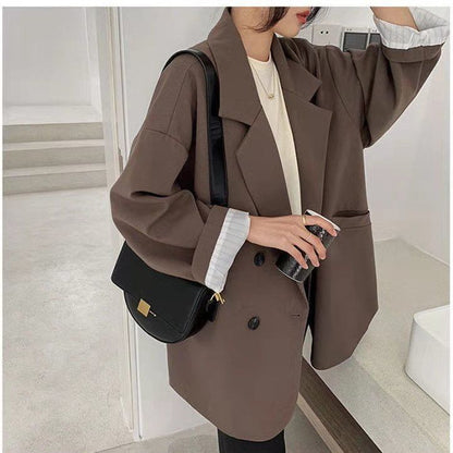 Blazers Women Minimalist Solid Outwear Loose Elegant Retro Official Fashion High Street Feminine All-match