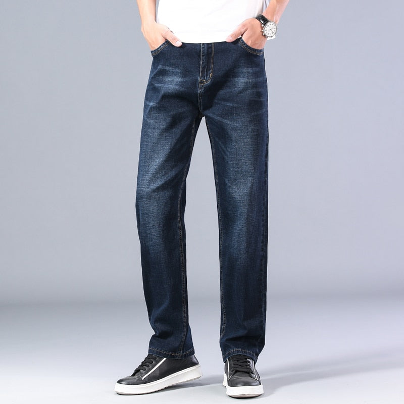 6 Colors Spring Summer Men's Thin Straight-leg Loose Jeans Classic Style Advanced Stretch Baggy Pants Male Plus Size 40 42 44