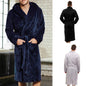 Men's Bathrobe Man Winter Warm Casual Flannel Robe Sleepwear Long Sleeve Plush Shawl Male Bath Robe Lounge Nightgown Home Clothes