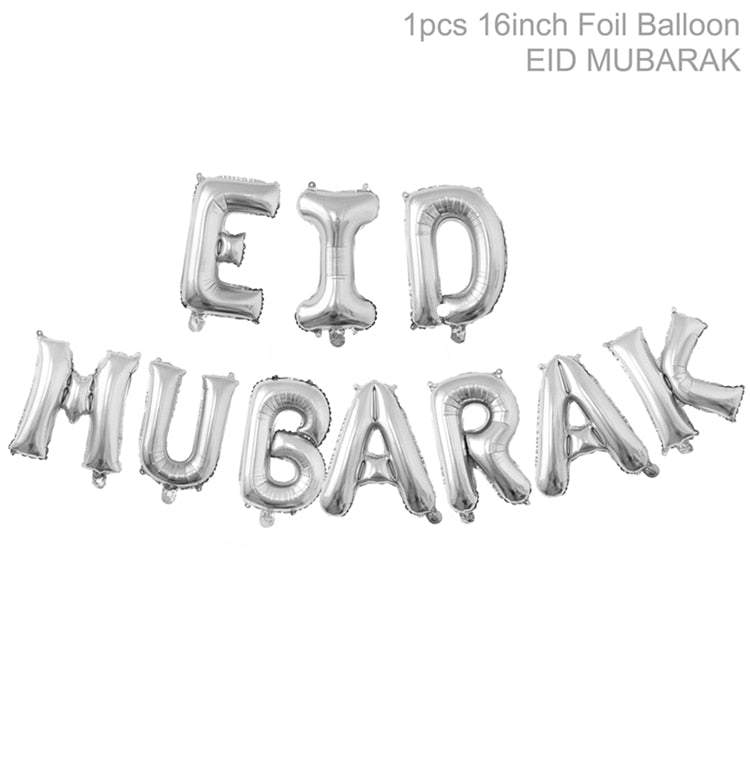 Eid Mubarak Banner Bunting Balloons Plates Napkins Tablecloth Kareem Ramadan Decoration Muslim Islamic Festival Party Supplies