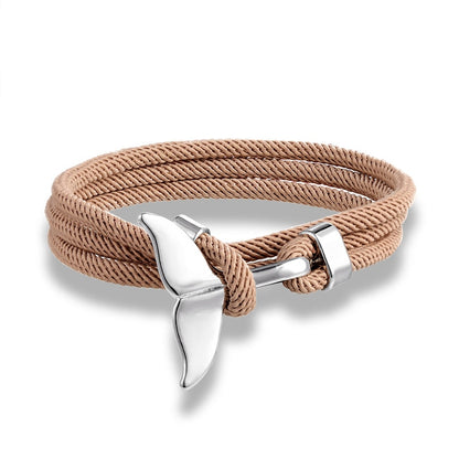 Fashion Whale Tail Anchor Bracelets Men Multilayer Charm