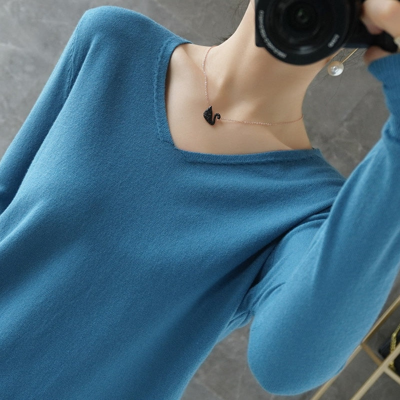 V-neck Knitwear Long Sleeve Loose Cashmere Sweater