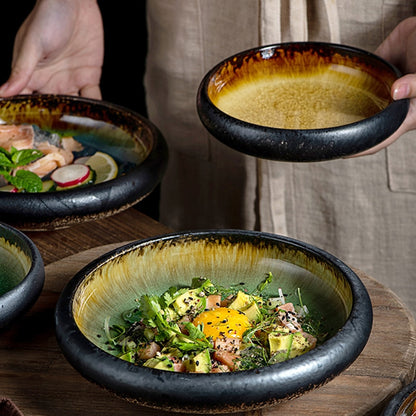 Kreative Ofen Eis Split Glasur Keramik Platte Japanischen Sushi Sashimi Platte Teller Salat Platte