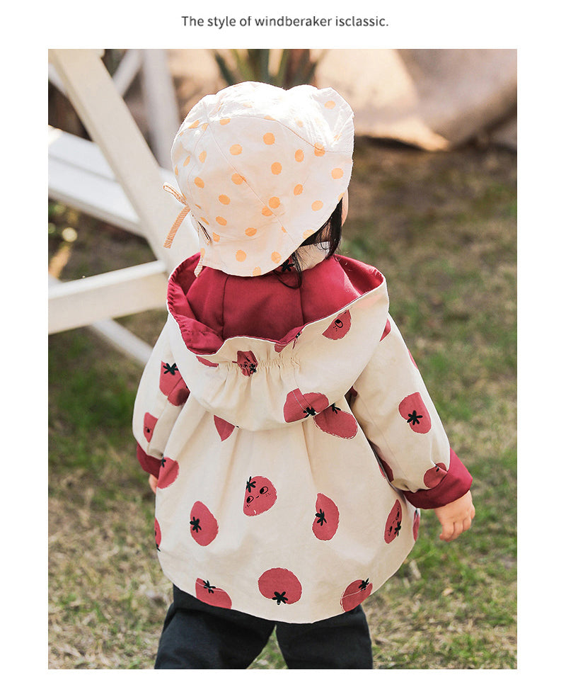 Spring Autumn Girls Windbreaker Coat Jackets Baby Kids Flower Embroidery Hooded Outwear