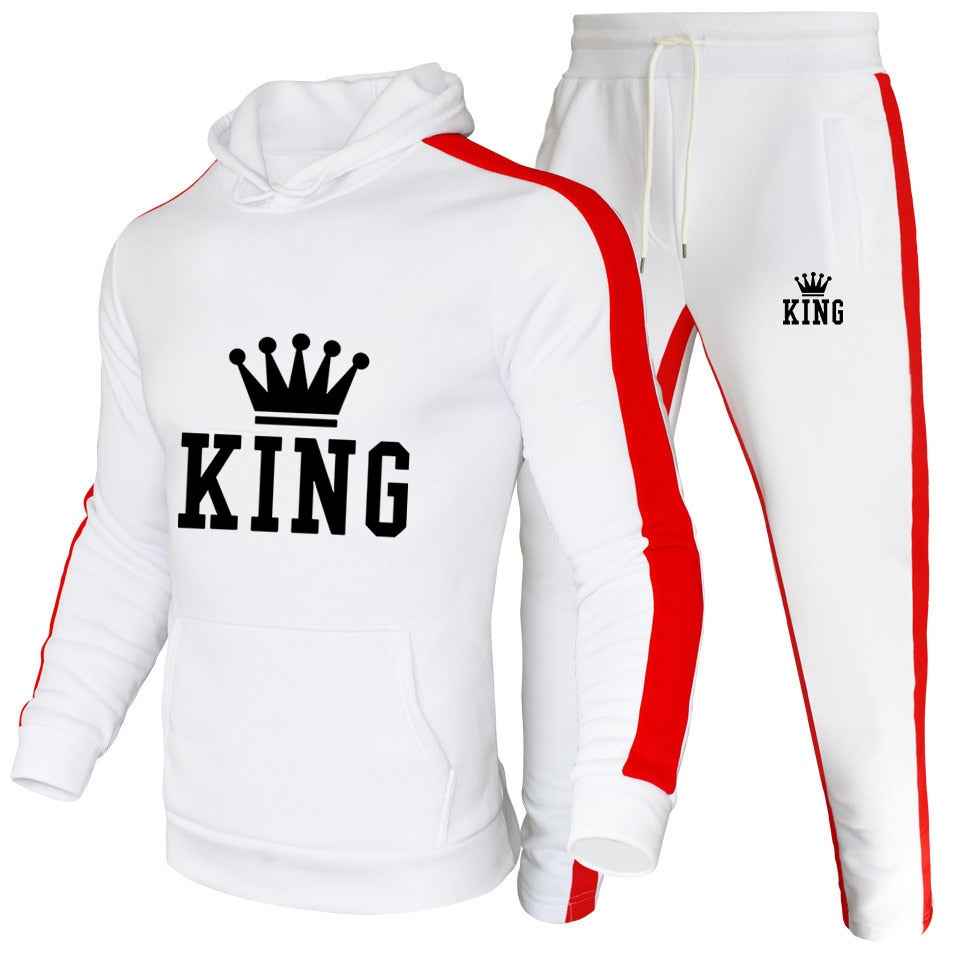 King Tracksuit Men Sets Winter Hoodies Pants 2 Piece Running Hoodies Men Autumn Sweatshirt Sport Joggers Sweatpants Suit Male