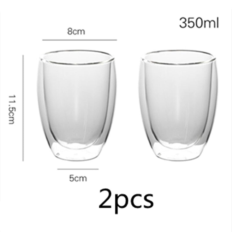 2-4-6Pcs/set 80/250/350/450ML Doppel Wand Glas Tasse Transparent Handgemachte Wärme Beständig Tee trinken Tassen Espresso Kaffee Tasse Set