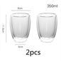 2-4-6Pcs/set 80/250/350/450ML Double Wall Glass Cup Transparent Handmade Heat Resistant Tea Drinking Cups Espresso Coffee Cup Set