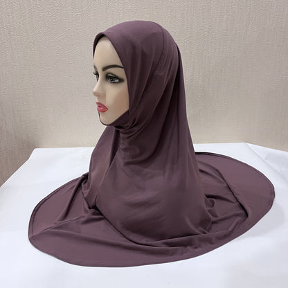 H124 plain big size muslim hijab with chin part top quality Hijab