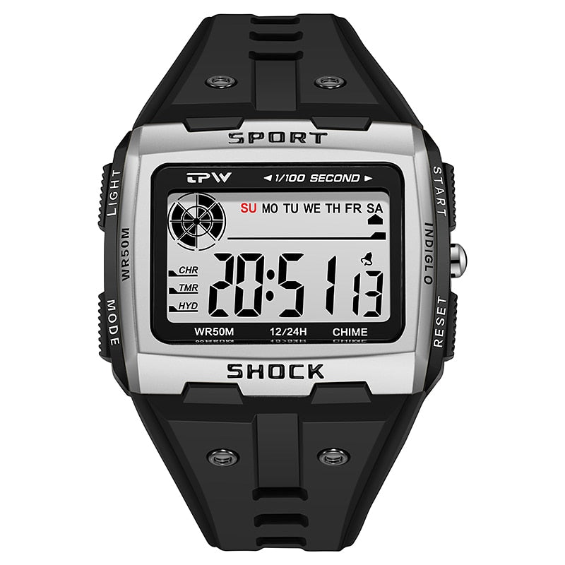 Big Numbers Full Size Digital Watch Easy to Read 5ATM Water Resistant