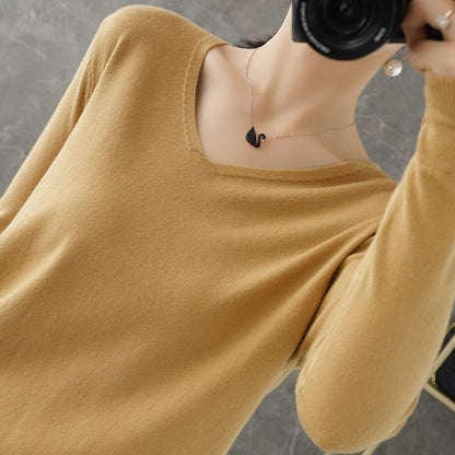 V-neck Knitwear Long Sleeve Loose Cashmere Sweater