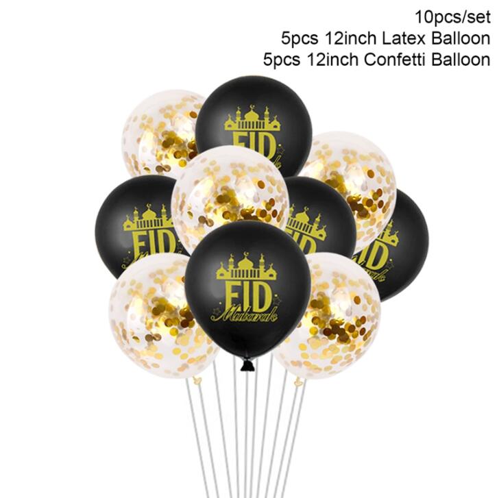 Eid Mubarak Banner Bunting Balloons Plates Napkins Tablecloth Kareem Ramadan Decoration Muslim Islamic Festival Party Supplies