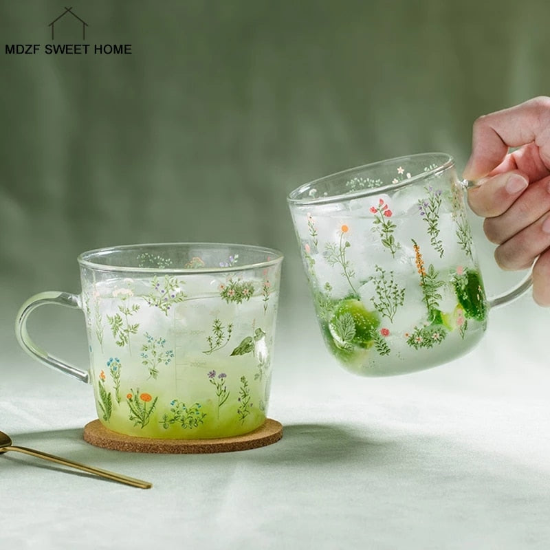 Creative Cartoon Flower Coffee Mug Home Office Glass Water Cup Handgrip Milk Breakfast Drink Cup DROPSHIPPING