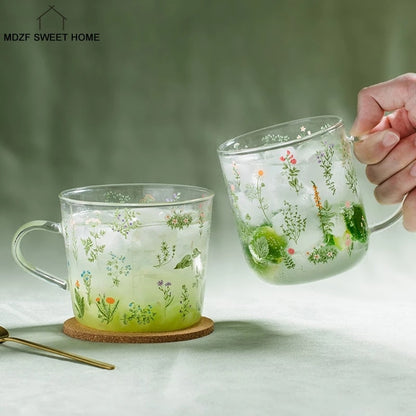 Creative Cartoon Flower Coffee Mug Home Office Glass Water Cup Handgrip Milk Breakfast Drink Cup DROPSHIPPING