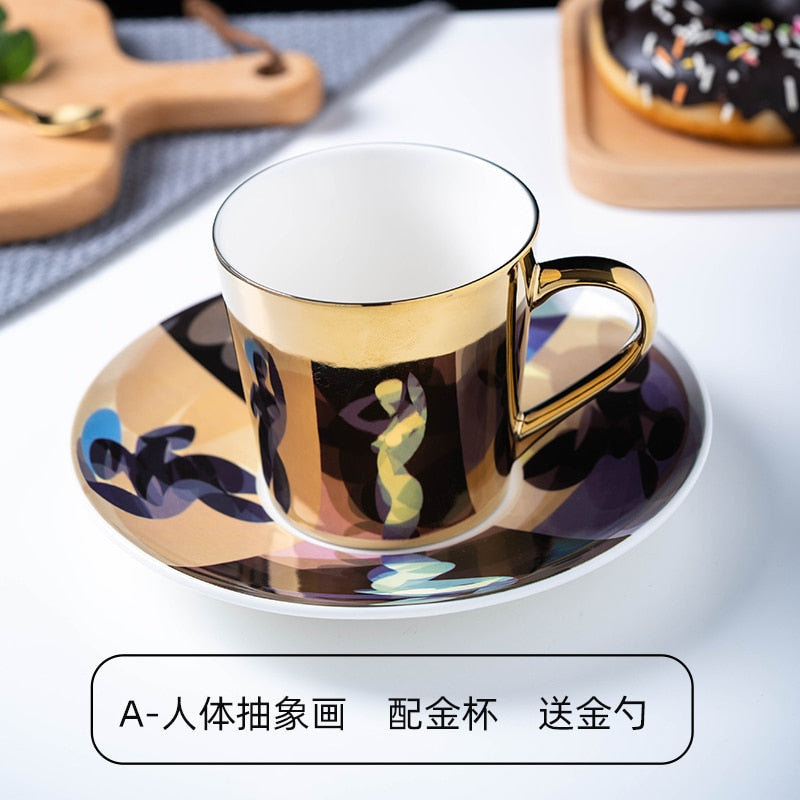 Ins Spiegel Reflexion Tasse Kaffee becher Picasso Keramik Kaffee Tasse und Untertasse Set lion Lustige Tassen für Freund Geburtstag Besten geschenk