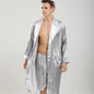 Men Robe Sets Satin Kimono Gown Male Nightwear Bathrobe Faux Silk 2PCS Robe &amp; Shorts Suit Casual Sleepwear Lounge Wear Homewear