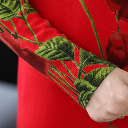 Fashion Long Sleeve Sweater Print Floral Knitwear Jumper