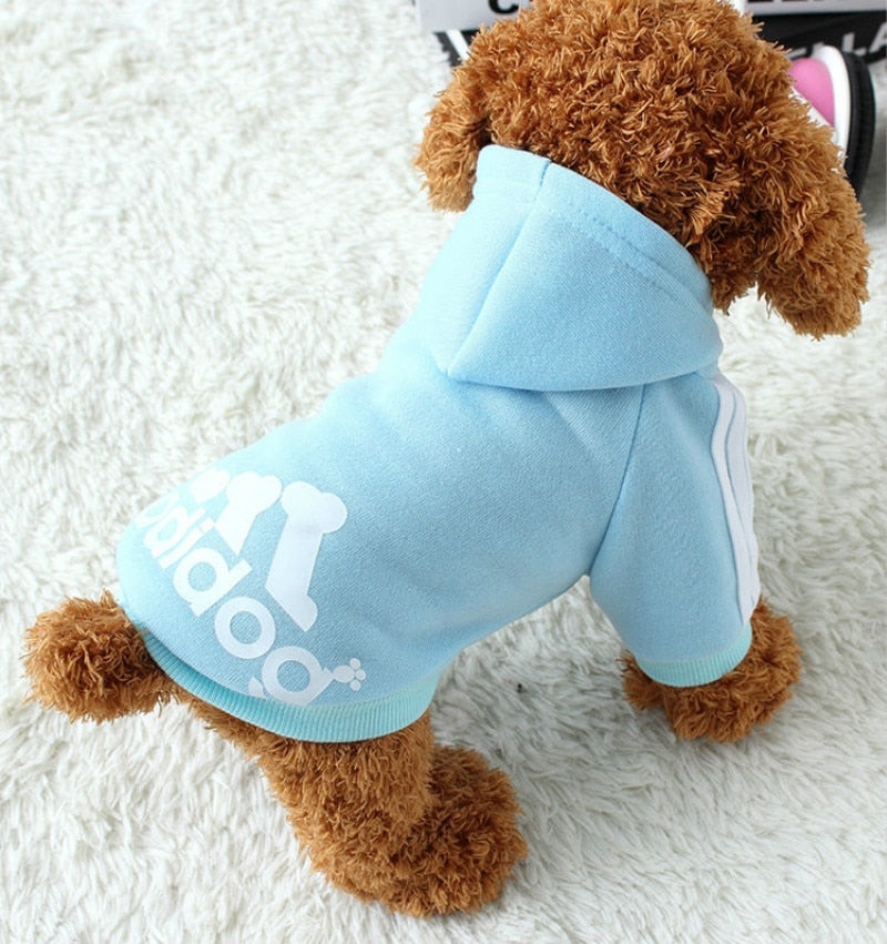 Adidog Clothes, Pet Dog Clothes for Small Medium Dogs, Cotton Hooded Sweatshirt, 2021 Hot Selling Warm Two-Legged Pet Jacket