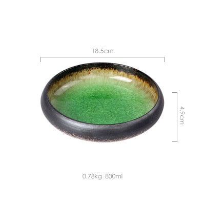 Creative Kiln Ice Split Glaze Ceramic Plate Japanese Sushi Sashimi Plate Dinner Plate Salad Plate