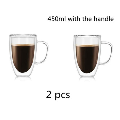 2-4-6Pcs/set 80/250/350/450ML Doppel Wand Glas Tasse Transparent Handgemachte Wärme Beständig Tee trinken Tassen Espresso Kaffee Tasse Set