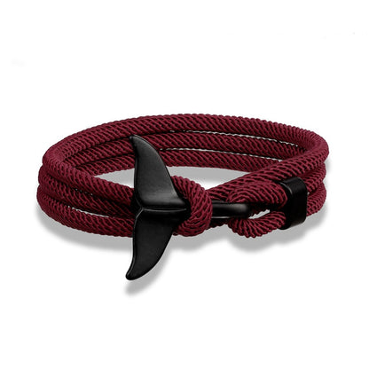 Fashion Whale Tail Anchor Bracelets Men Multilayer Charm