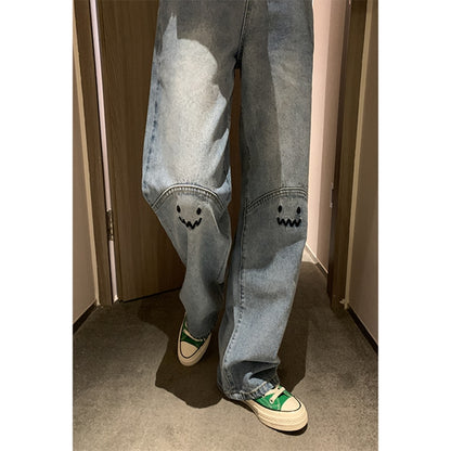 Plus Size Women's Jeans High Waist Straight Baggy Fashion Trousers Streetwear Harajuku Vintage Casual Female Wide Leg Denim Pants