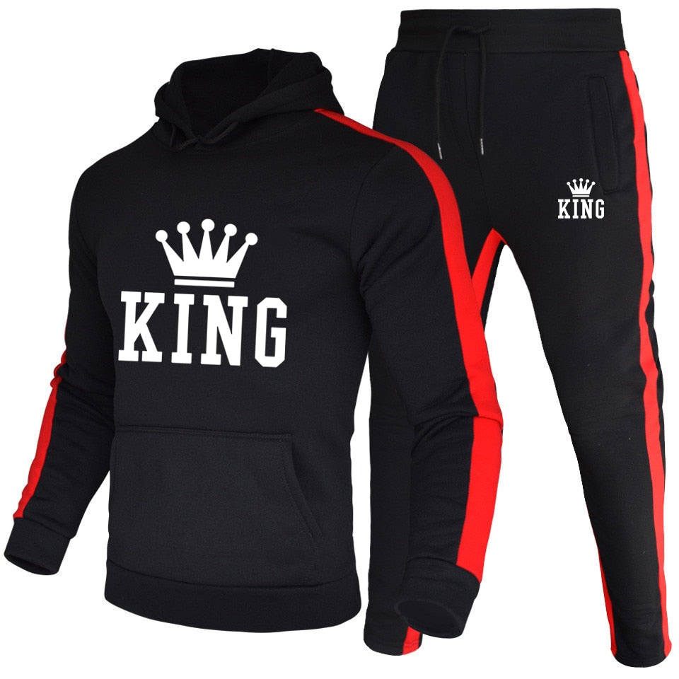 King Tracksuit Men Sets Winter Hoodies Pants 2 Piece Running Hoodies Men Autumn Sweatshirt Sport Joggers Sweatpants Suit Male