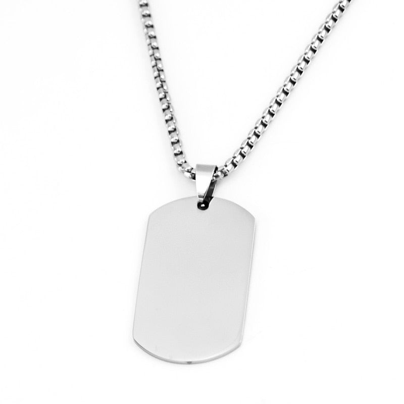 Stainless Steel Military Plate Collar Dogtag ID Pendant Necklace For Men Blank Army Necklace Soldier Mirror Polished