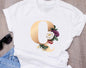 Custom name letter combination women High quality printing T-shirt Flower letter Font A BCDEFG short sleeve Clothing