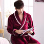 Men Casual Kimono Bathrobe Autumn Winter Flannel Long Robe Thick Warm Sleepwear Plus Size 3XL Nightgown Male Loose Home Wear