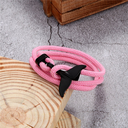 Fashion Whale Tail Anchor Bracelets Men Multilayer Charm