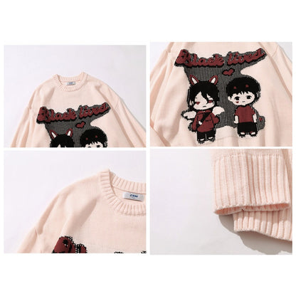 Oversized Japanese Anime Cartoon Knitted Unisex Sweater Tops