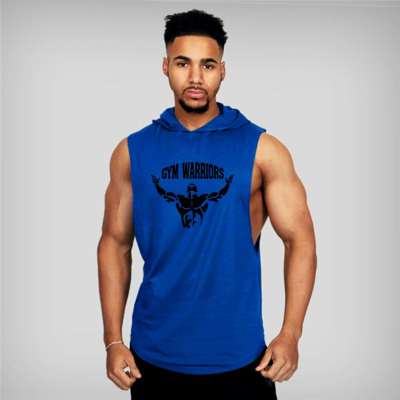 Brand Gym Clothing Mens Bodybuilding Hooded Tank Top