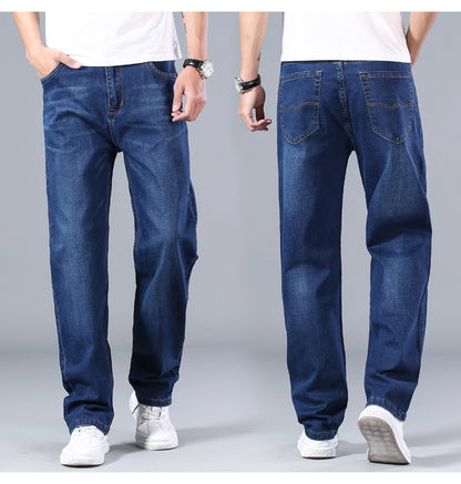 6 Colors Spring Summer Men's Thin Straight-leg Loose Jeans Classic Style Advanced Stretch Baggy Pants Male Plus Size 40 42 44