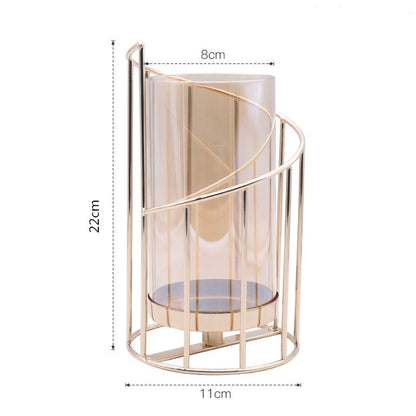 Golden Iron Candle Holder European Geometric Candlestick Romantic Crystal Candle Cup Home Decoration Table Decoration