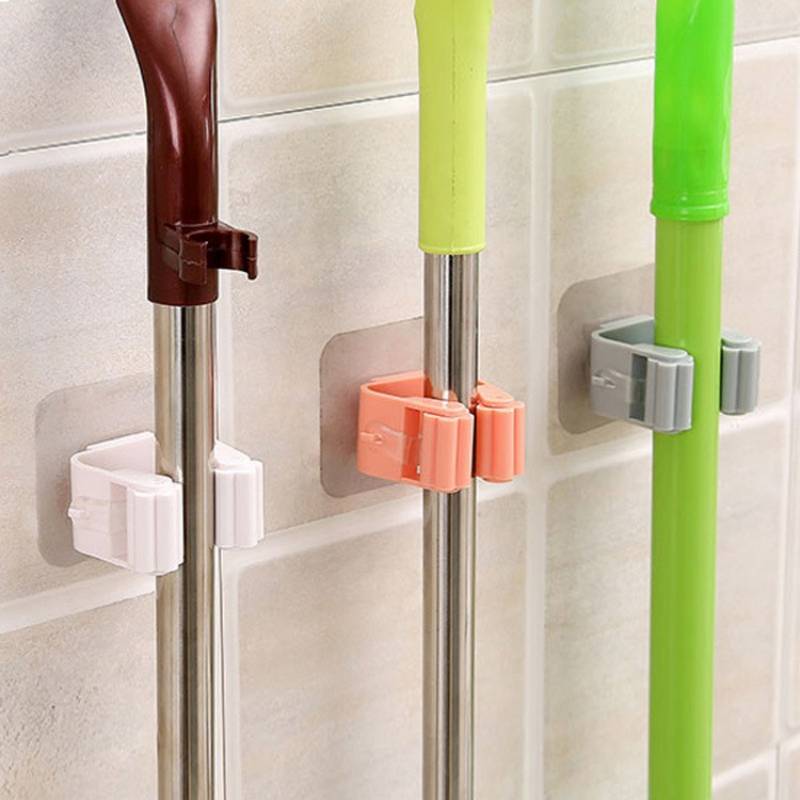 Adhesive Multi-Purpose Hook Wall Mounted Mop Organizer