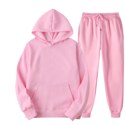 Two Piece Set Casual Fleece Tracksuit Women Winter 2023