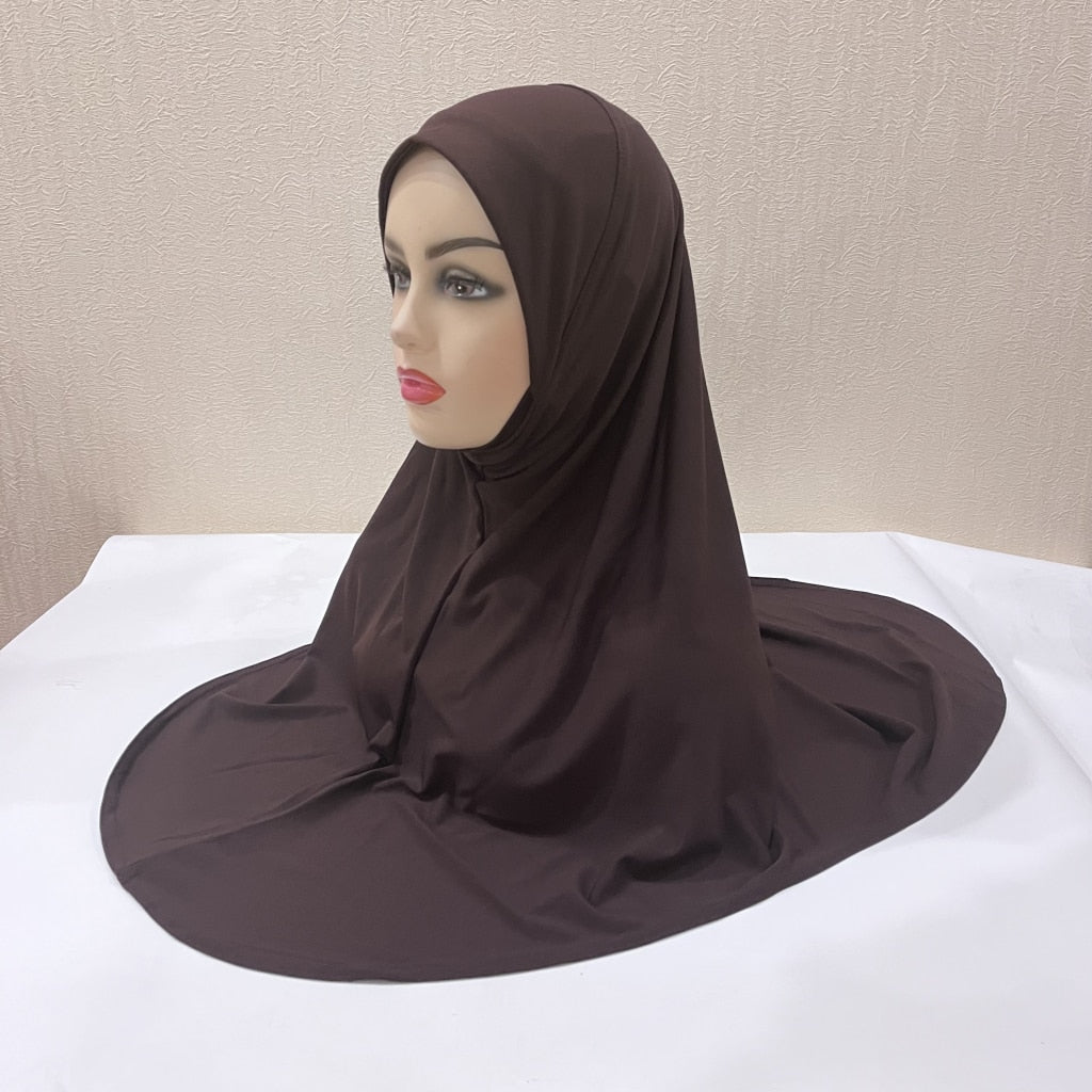 H124 plain big size muslim hijab with chin part top quality Hijab