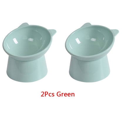 2pcs/set Cat bowl 45 ° neck protection high foot dogs apf cat food water bowl cute binaural pet feeding cup feeder bowls