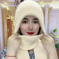 Women's hat New fleece lined thickened scarf in integrated style