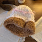 Plush knitted hat ladies winter earmuffs face show everything matching