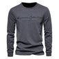 Men's fashion casual exercise shirt with round neck and long sleeves