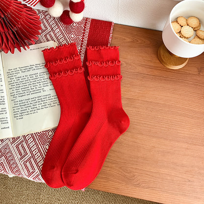 Modische schlichte mittellange Socken aus reiner Baumwolle für Damen