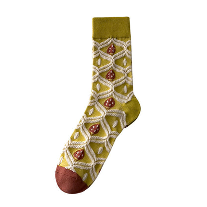 Retro artistic personality flower mushroom tube socks