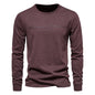 Men's fashion casual exercise shirt with round neck and long sleeves
