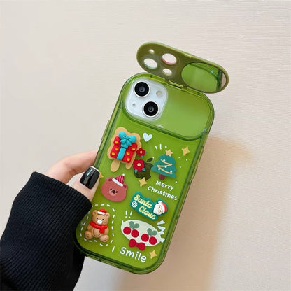 Christmas Santa Claus Cute Elk Hat Pendant Flip Christmas Phone Case for I Phone 15 14 13 12 11 Pro Max Pro Silicone Protective Case