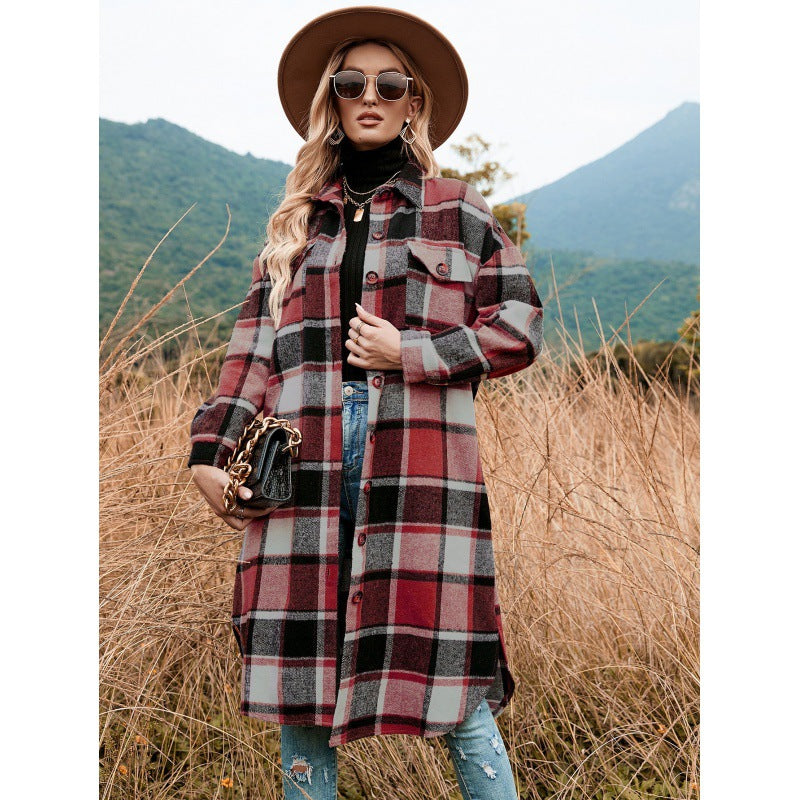 Fashionable, casual checked jacket for women