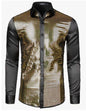 Men's fashion long sleeve shirt with shiny surface and lapel
