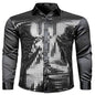 Men's fashion long sleeve shirt with shiny surface and lapel