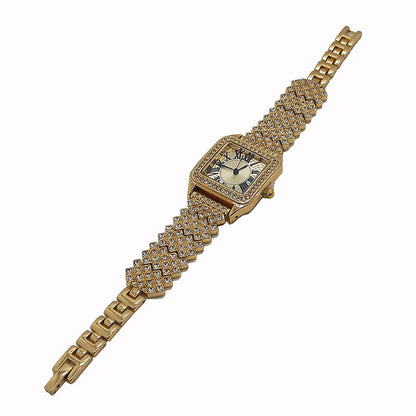 Bracelet set square full sky star full diamond ladies watch